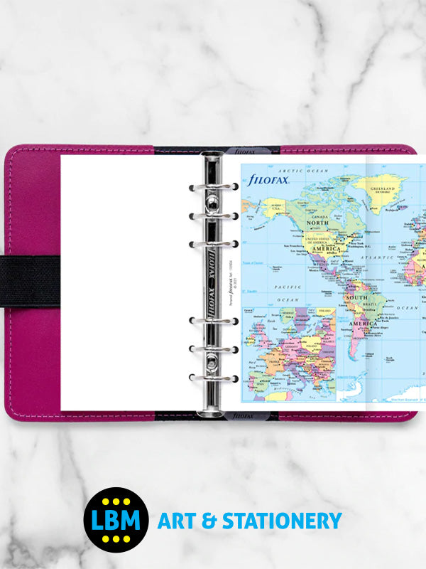 Filofax - Personal size World Map Political & Time Zones Insert Refill 131904 - LBM Art & Stationery Store