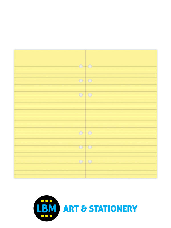 Filofax - Personal size Yellow Ruled Lined Notepaper Organiser Refill 133010 - LBM Art & Stationery Store