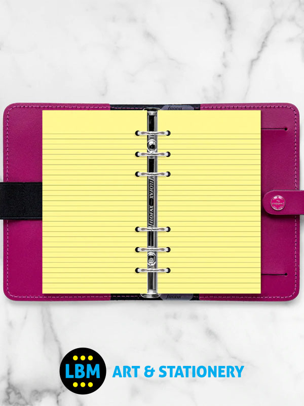 Filofax - Personal size Yellow Ruled Lined Notepaper Organiser Refill 133010 - LBM Art & Stationery Store