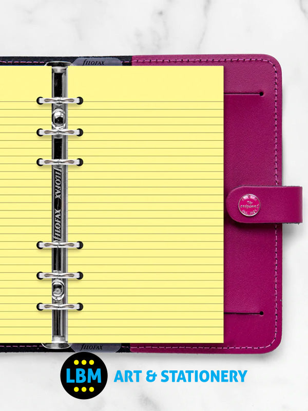 Filofax - Personal size Yellow Ruled Lined Notepaper Organiser Refill 133010 - LBM Art & Stationery Store