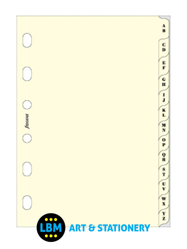 Filofax - Pocket size A-Z Alphabetical Index Cream Divider Refill 211664 - LBM Art & Stationery Store