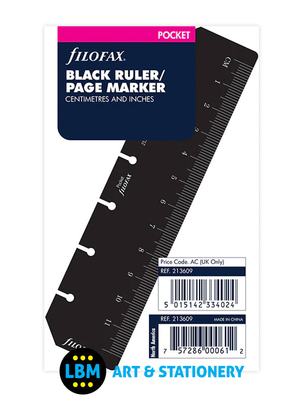 Filofax - Pocket size Black Ruler Today Page Marker Organiser Refill 213609 - LBM Art & Stationery Store