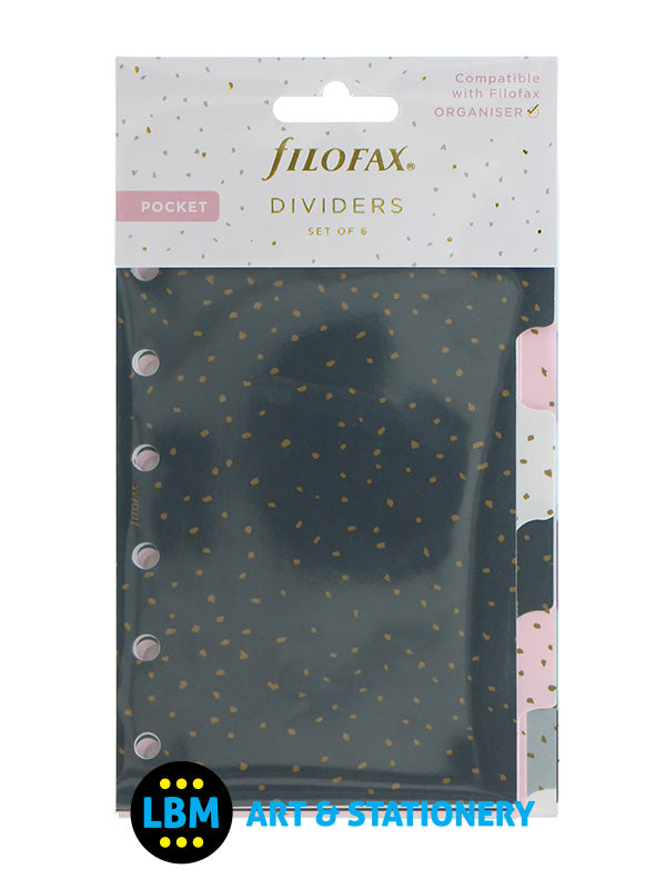 Filofax - Pocket size Confetti design 6-Part Plastic Divider Refill 132704 - LBM Art & Stationery Store