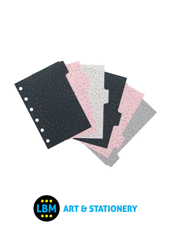 Filofax - Pocket size Confetti design 6-Part Plastic Divider Refill 132704 - LBM Art & Stationery Store