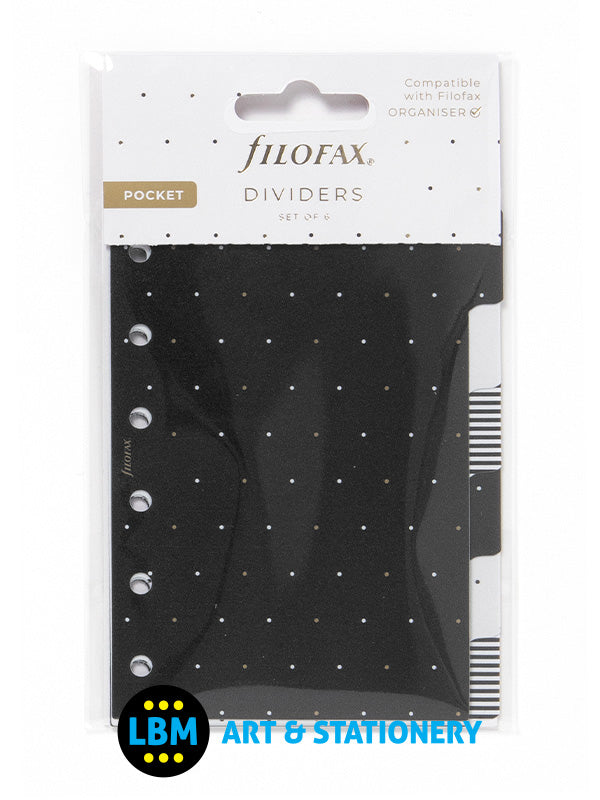 Filofax - Pocket size Moonlight design 6-Part Plastic Divider Refill 132819 - LBM Art & Stationery Store