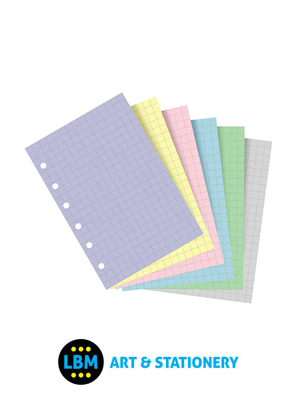Filofax - Pocket size Pastel Squared Paper Assorted Colours Insert Refill 132642 - LBM Art & Stationery Store