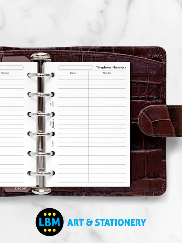 Filofax - Pocket size Telephone Numbers Name and Number Organiser Refill 210207 - LBM Art & Stationery Store