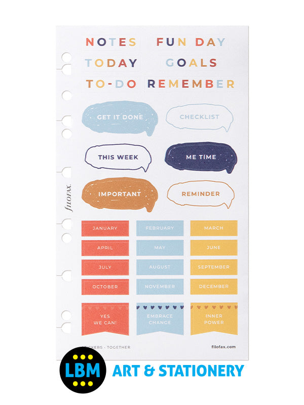 Filofax - Together Assorted Stickers Personal A5 Multifit Refill 132805 - LBM Art & Stationery Store