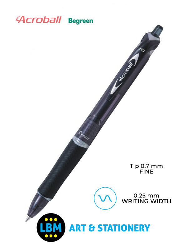 Pilot - Acroball Begreen Retractable Ballpoint Pen - Choose Colour - BAB-15F-BG / M-BG - LBM Art & Stationery Store