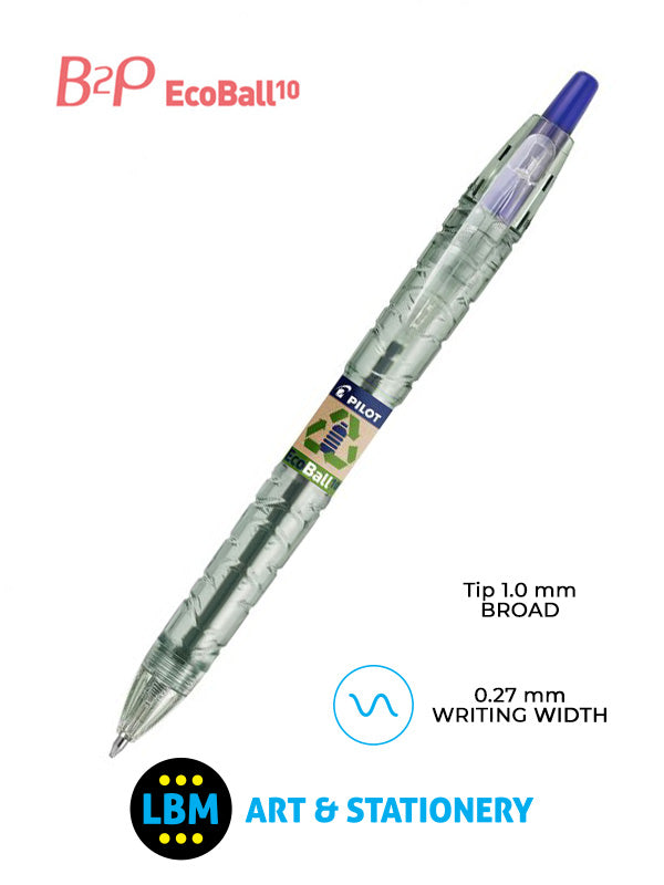 Pilot - B2P Ecoball 10 Ballpoint Pen - Choose Colour - BL-B2PEB-BG - LBM Art & Stationery Store