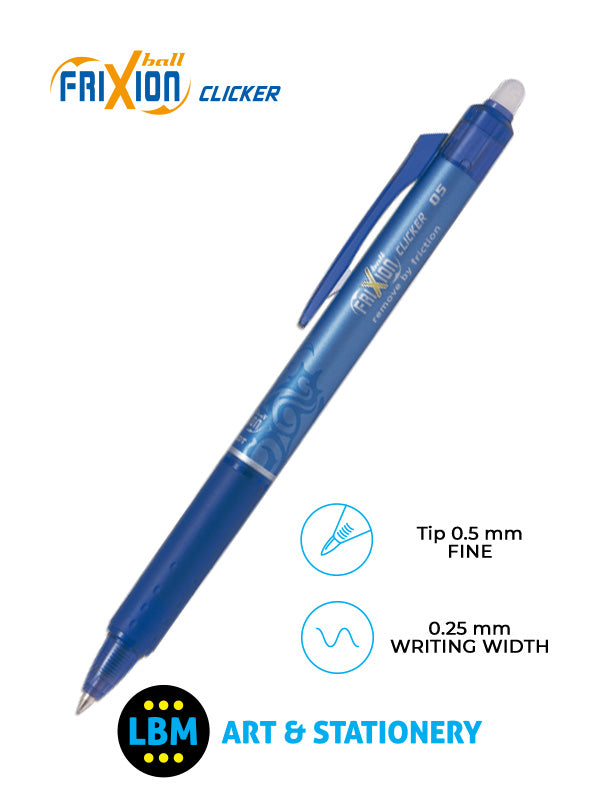 Pilot - FriXion Ball Clicker Erasable Rollerball Pen 0.5mm Tip - Choose Colour - BLRT-FR5 - LBM Art & Stationery Store
