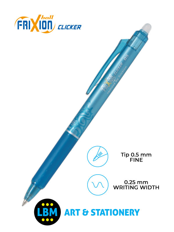 Pilot - FriXion Ball Clicker Erasable Rollerball Pen 0.5mm Tip - Choose Colour - BLRT-FR5 - LBM Art & Stationery Store