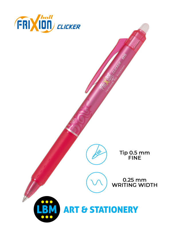 Pilot - FriXion Ball Clicker Erasable Rollerball Pen 0.5mm Tip - Choose Colour - BLRT-FR5 - LBM Art & Stationery Store