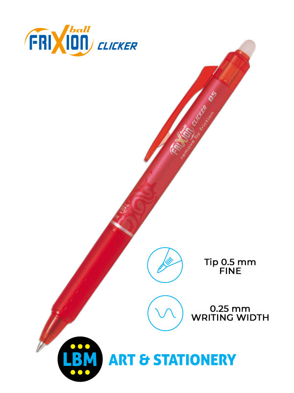 Pilot - FriXion Ball Clicker Erasable Rollerball Pen 0.5mm Tip - Choose Colour - BLRT-FR5 - LBM Art & Stationery Store