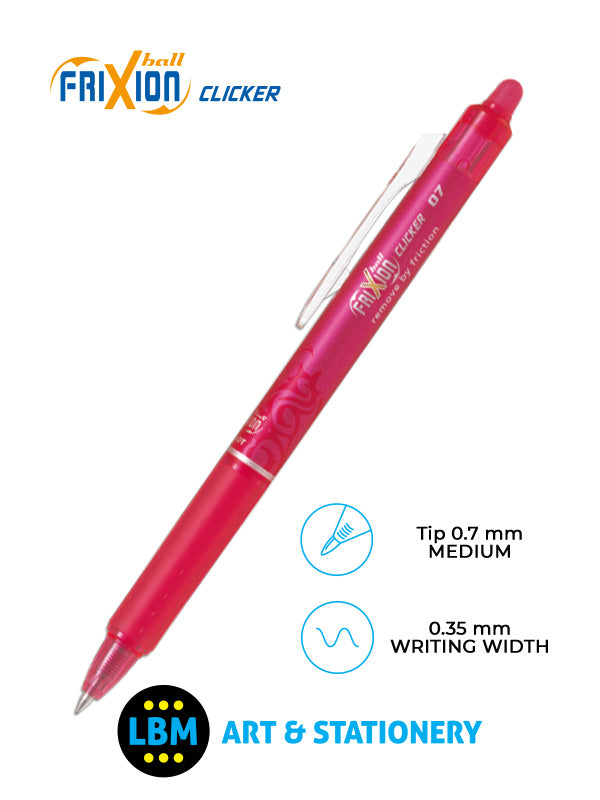 Pilot - FriXion Ball Clicker Erasable Rollerball Pen 0.7mm Tip - Choose Colour - BLRT-FR7 - LBM Art & Stationery Store