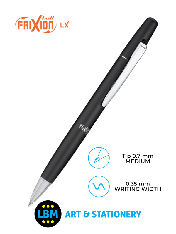 Pilot - FriXion Ball LX Erasable Rollerball Pen 0.7mm Tip - Choose Barrel Colour - BLLF-BK7 - LBM Art & Stationery Store