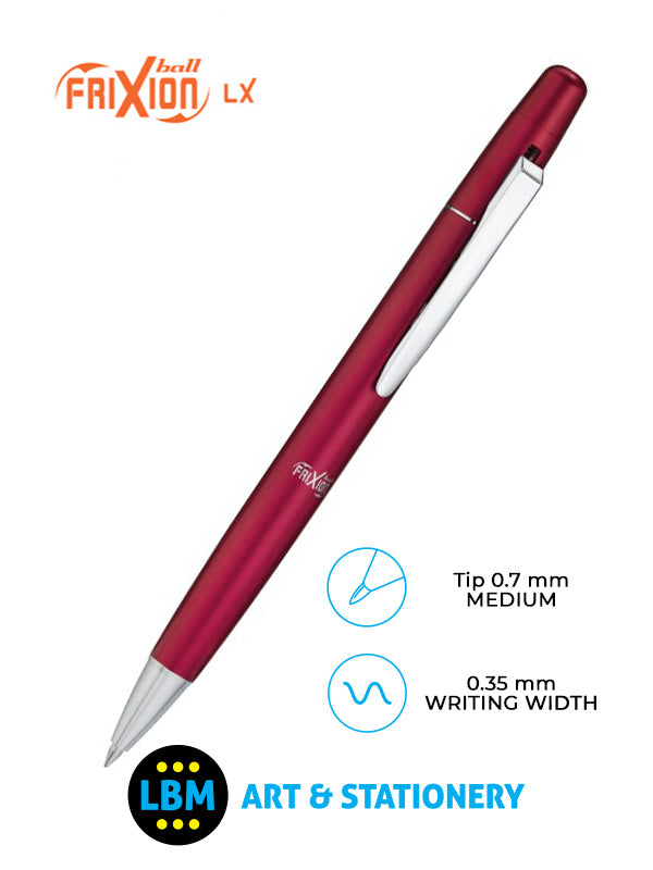 Pilot - FriXion Ball LX Erasable Rollerball Pen 0.7mm Tip - Choose Barrel Colour - BLLF-BK7 - LBM Art & Stationery Store