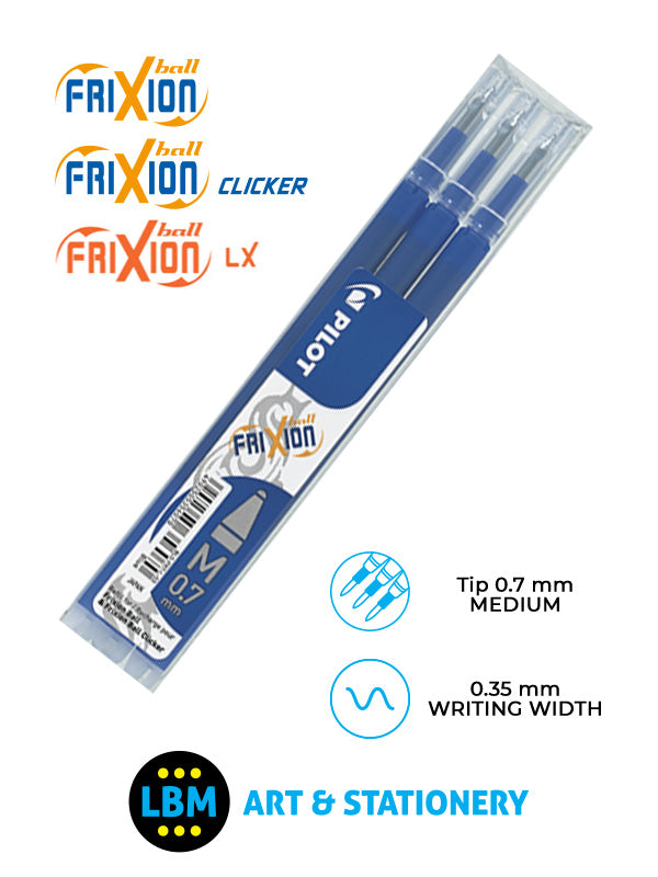 Pilot - Frixion Ball / Ball Clicker / Ball LX Refills 3-Pack 0.7mm Tip - Choose Colour - BLS-FR7 - LBM Art & Stationery Store