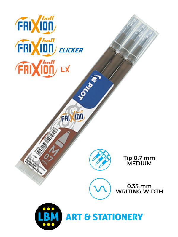 Pilot - Frixion Ball / Ball Clicker / Ball LX Refills 3-Pack 0.7mm Tip - Choose Colour - BLS-FR7 - LBM Art & Stationery Store