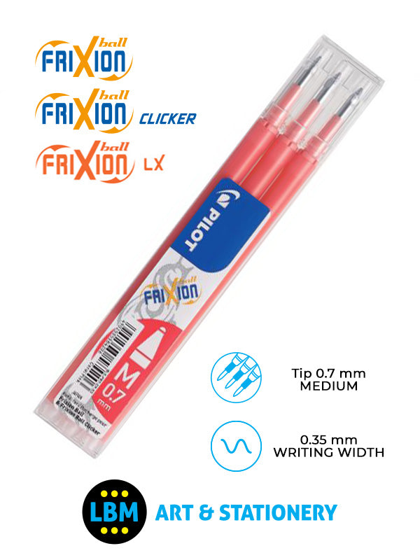 Pilot - Frixion Ball / Ball Clicker / Ball LX Refills 3-Pack 0.7mm Tip - Choose Colour - BLS-FR7 - LBM Art & Stationery Store