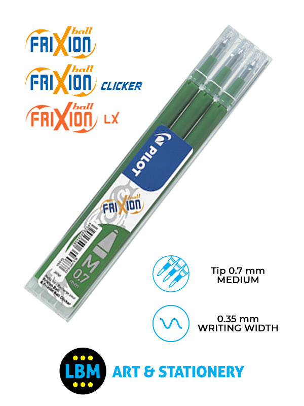 Pilot - Frixion Ball / Ball Clicker / Ball LX Refills 3-Pack 0.7mm Tip - Choose Colour - BLS-FR7 - LBM Art & Stationery Store