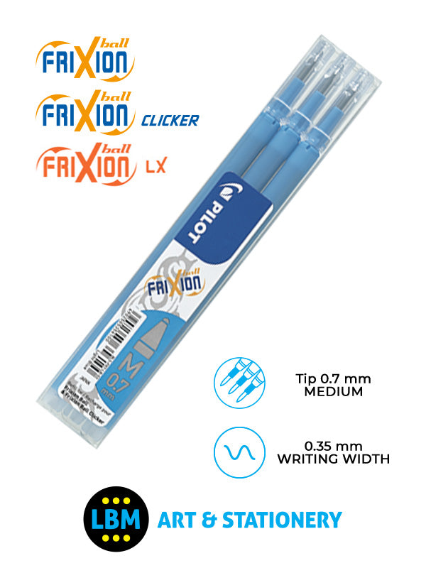Pilot - Frixion Ball / Ball Clicker / Ball LX Refills 3-Pack 0.7mm Tip - Choose Colour - BLS-FR7 - LBM Art & Stationery Store