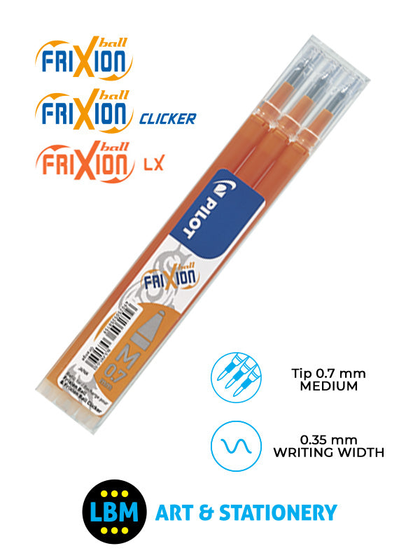 Pilot - Frixion Ball / Ball Clicker / Ball LX Refills 3-Pack 0.7mm Tip - Choose Colour - BLS-FR7 - LBM Art & Stationery Store