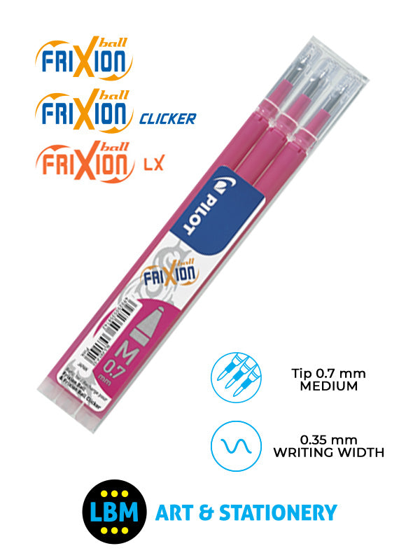 Pilot - Frixion Ball / Ball Clicker / Ball LX Refills 3-Pack 0.7mm Tip - Choose Colour - BLS-FR7 - LBM Art & Stationery Store