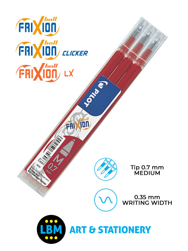 Pilot - Frixion Ball / Ball Clicker / Ball LX Refills 3-Pack 0.7mm Tip - Choose Colour - BLS-FR7 - LBM Art & Stationery Store
