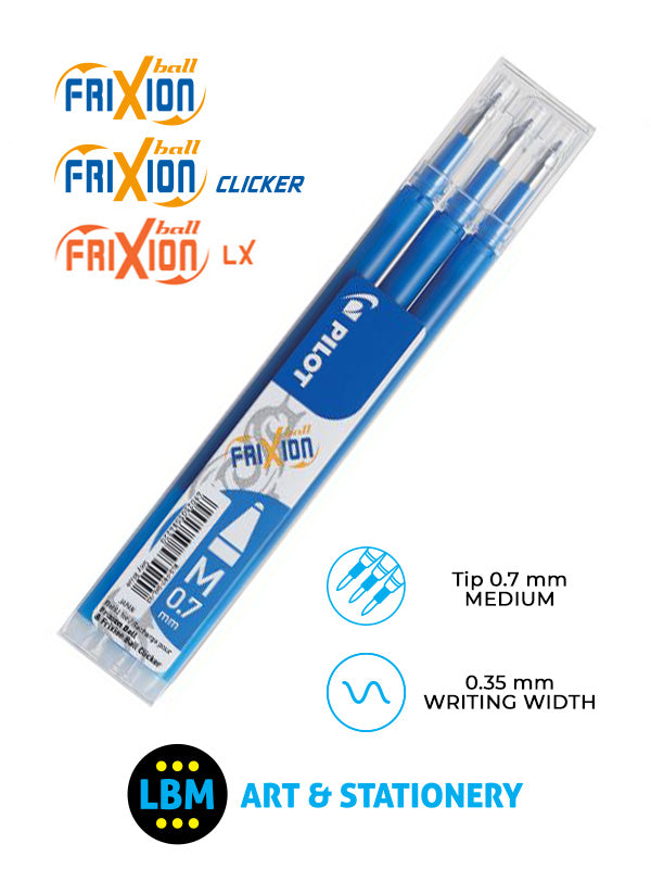 Pilot - Frixion Ball / Ball Clicker / Ball LX Refills 3-Pack 0.7mm Tip - Choose Colour - BLS-FR7 - LBM Art & Stationery Store