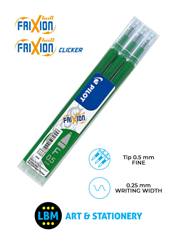Pilot - Frixion Ball / Ball Clicker Refills 3-Pack 0.5mm Tip - Choose Colour - BLS-FR5 - LBM Art & Stationery Store