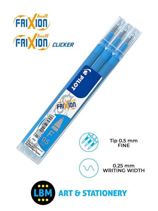 Pilot - Frixion Ball / Ball Clicker Refills 3-Pack 0.5mm Tip - Choose Colour - BLS-FR5 - LBM Art & Stationery Store