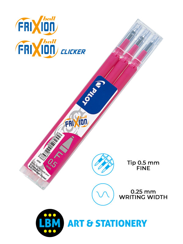 Pilot - Frixion Ball / Ball Clicker Refills 3-Pack 0.5mm Tip - Choose Colour - BLS-FR5 - LBM Art & Stationery Store