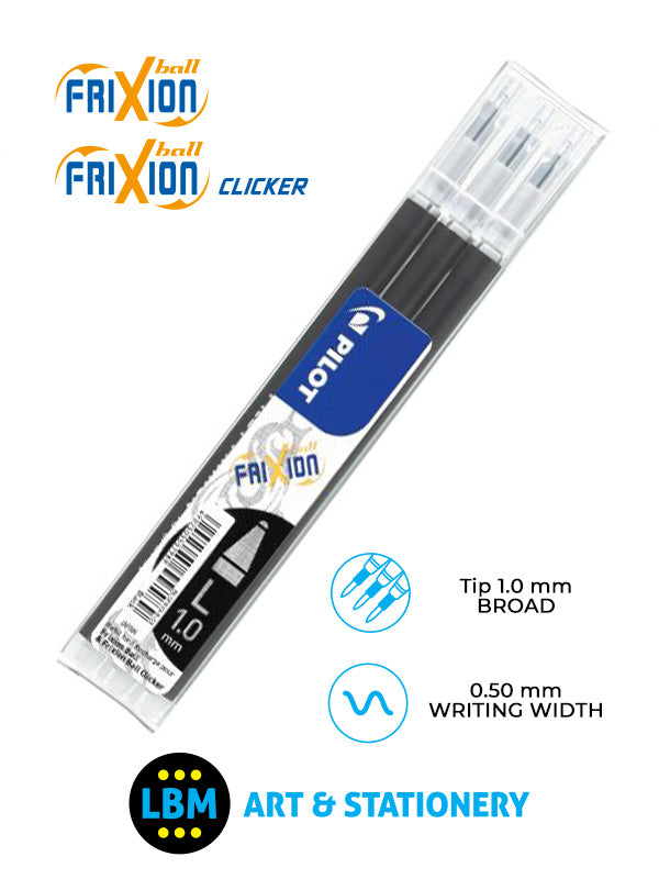 Pilot - Frixion Ball / Ball Clicker Refills 3-Pack 1.0mm Tip - Choose Colour - BLS-FR10 - LBM Art & Stationery Store