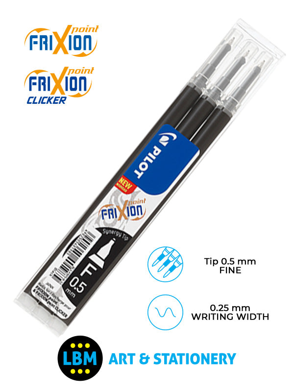 Pilot - Frixion Point / Point Clicker Refills 3-Pack 0.5mm Tip - Choose Colour - BLS-FRP5 - LBM Art & Stationery Store