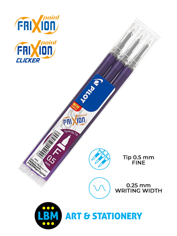 Pilot - Frixion Point / Point Clicker Refills 3-Pack 0.5mm Tip - Choose Colour - BLS-FRP5 - LBM Art & Stationery Store