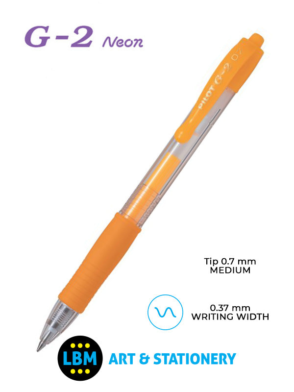 Pilot - G-207 Neon Retractable Rollerball Pen - Choose Colour - BL-G2-7 - LBM Art & Stationery Store
