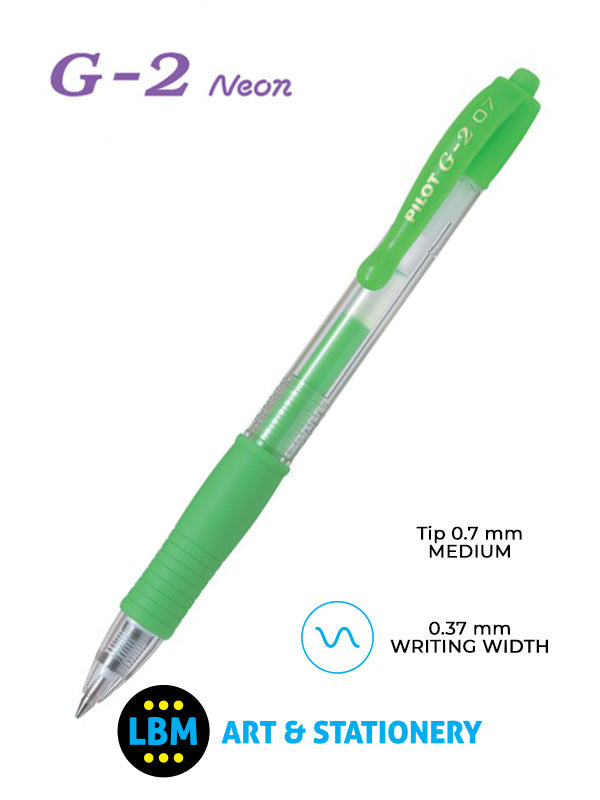 Pilot - G-207 Neon Retractable Rollerball Pen - Choose Colour - BL-G2-7 - LBM Art & Stationery Store