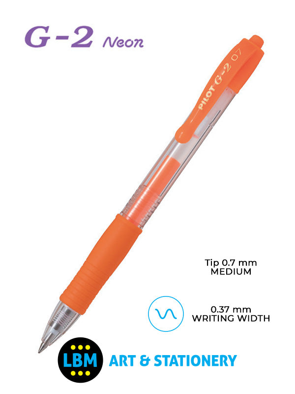 Pilot - G-207 Neon Retractable Rollerball Pen - Choose Colour - BL-G2-7 - LBM Art & Stationery Store