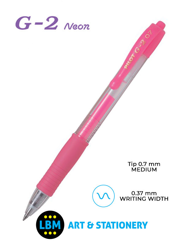 Pilot - G-207 Neon Retractable Rollerball Pen - Choose Colour - BL-G2-7 - LBM Art & Stationery Store