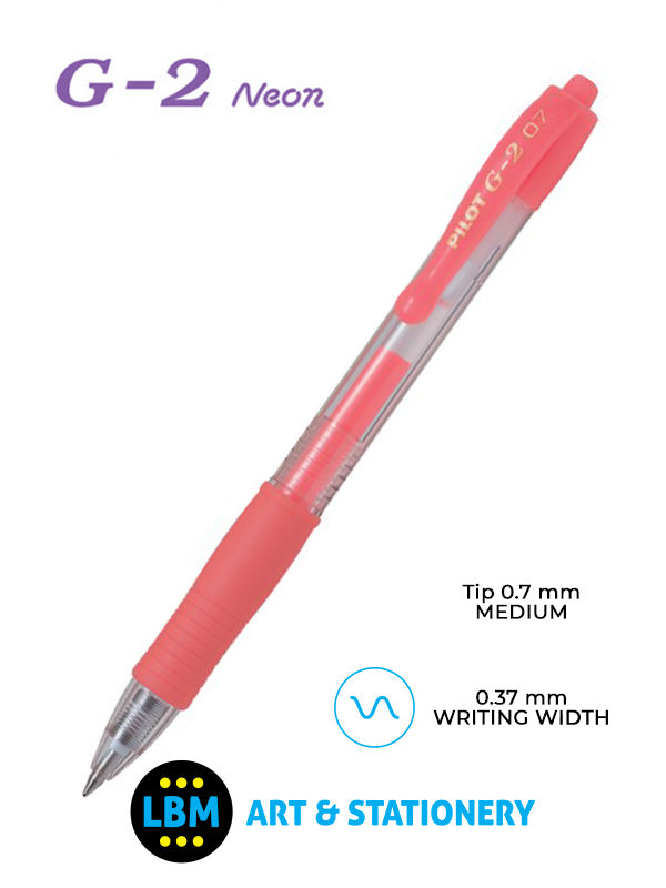 Pilot - G-207 Neon Retractable Rollerball Pen - Choose Colour - BL-G2-7 - LBM Art & Stationery Store