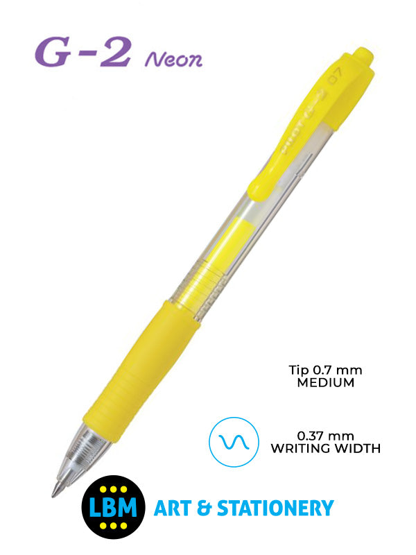 Pilot - G-207 Neon Retractable Rollerball Pen - Choose Colour - BL-G2-7 - LBM Art & Stationery Store