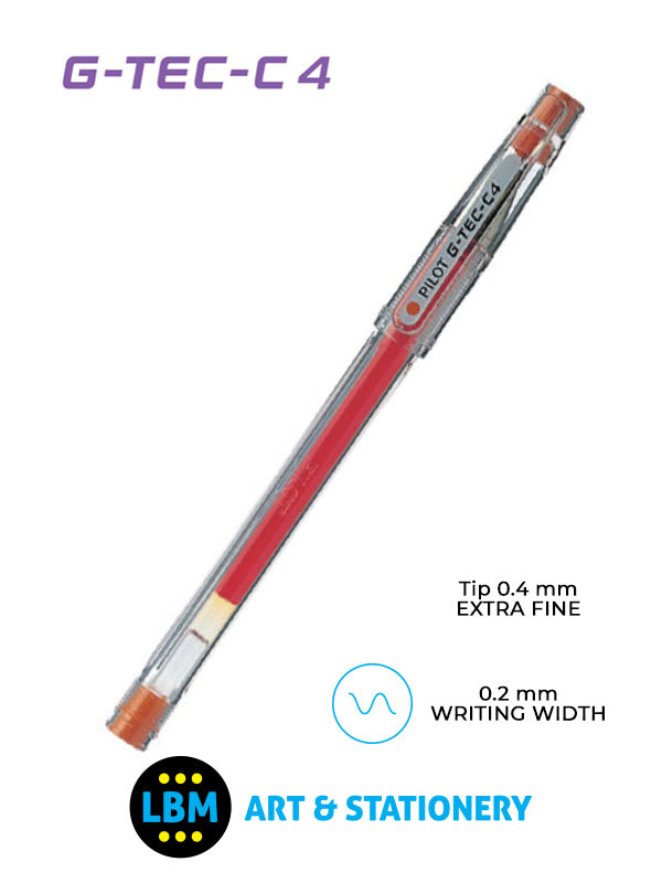 Pilot - G-Tec-C4 Microball Rollerball Pen - Choose Colour - BL-GC4 - LBM Art & Stationery Store