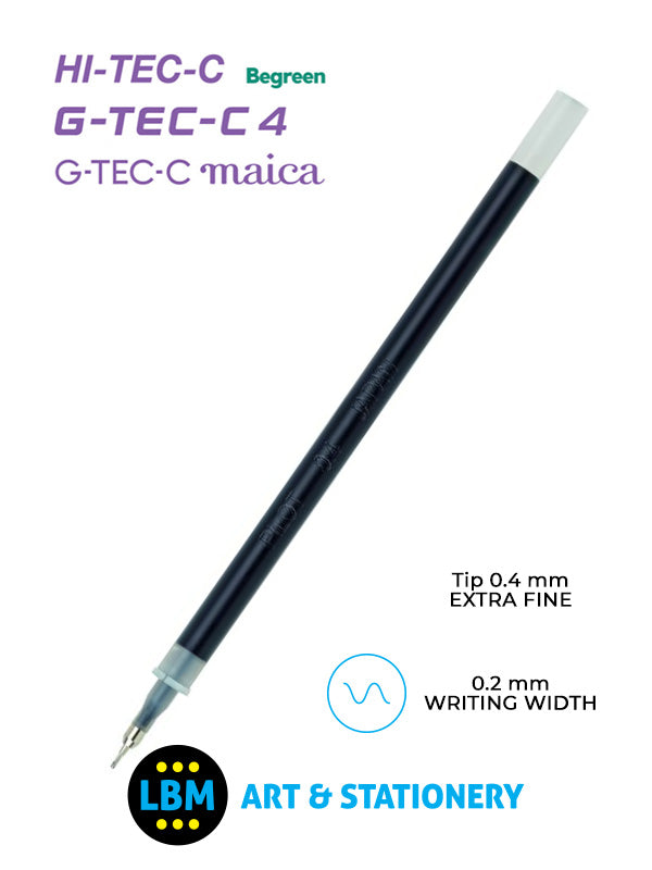 Pilot - Hi-Tec C Grip G-Tec-C4 GTec-C Maica Refills with 0.4mm Tip - Choose Colour - BLS-GC4 - LBM Art & Stationery Store
