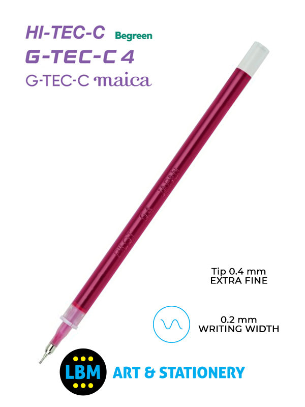 Pilot - Hi-Tec C Grip G-Tec-C4 GTec-C Maica Refills with 0.4mm Tip - Choose Colour - BLS-GC4 - LBM Art & Stationery Store