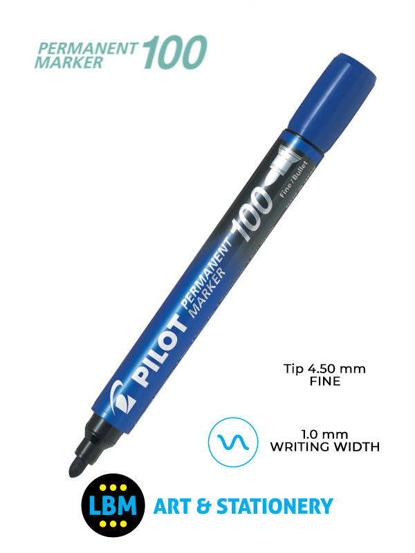 Pilot - Permanent Marker 100 Pen 4.5mm Tip - Choose Colour - SCA-100 - LBM Art & Stationery Store