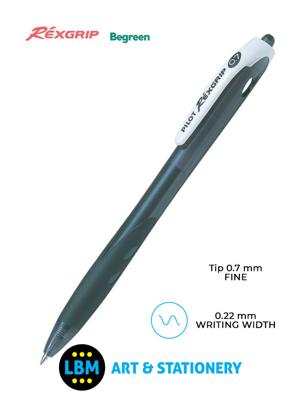 Pilot - Rexgrip Retractable Ballpoint Pen - Choose Colour - BRG-10F-BG / BRG-10M-BG - LBM Art & Stationery Store