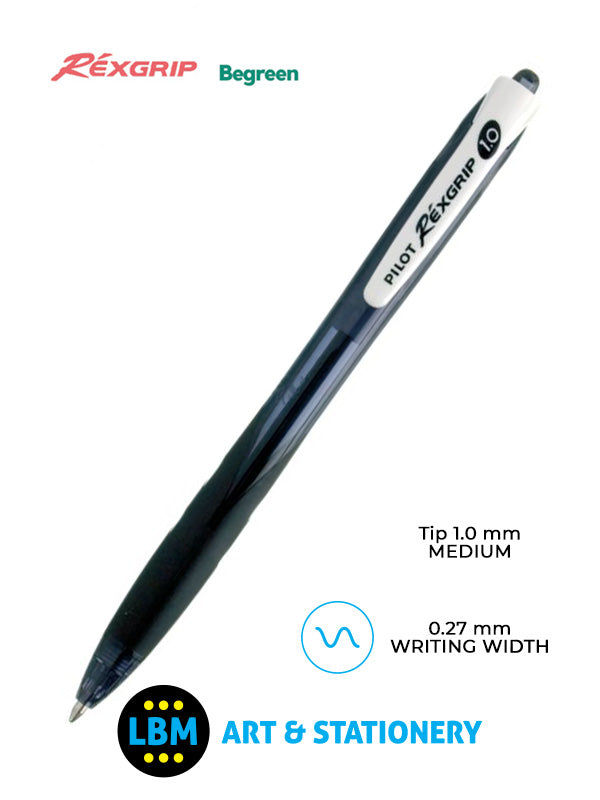 Pilot - Rexgrip Retractable Ballpoint Pen - Choose Colour - BRG-10F-BG / BRG-10M-BG - LBM Art & Stationery Store