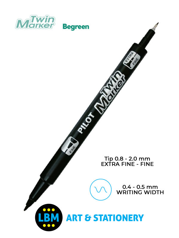 Twin Marker - Uit gerecycleerd plastic - Permanent marker - Extra fijne / Fijne penpunt voor school - Pilot Twin Marker - Uit gerecycleerd plastic - Permanent marker - Extra fijne / Fijne penpunt voor school - Pilot