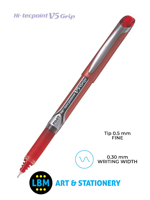 Pilot - V5 Grip Hi-Tecpoint Rollerball Pen - Choose Colour - BXGPN-V5 - LBM Art & Stationery Store